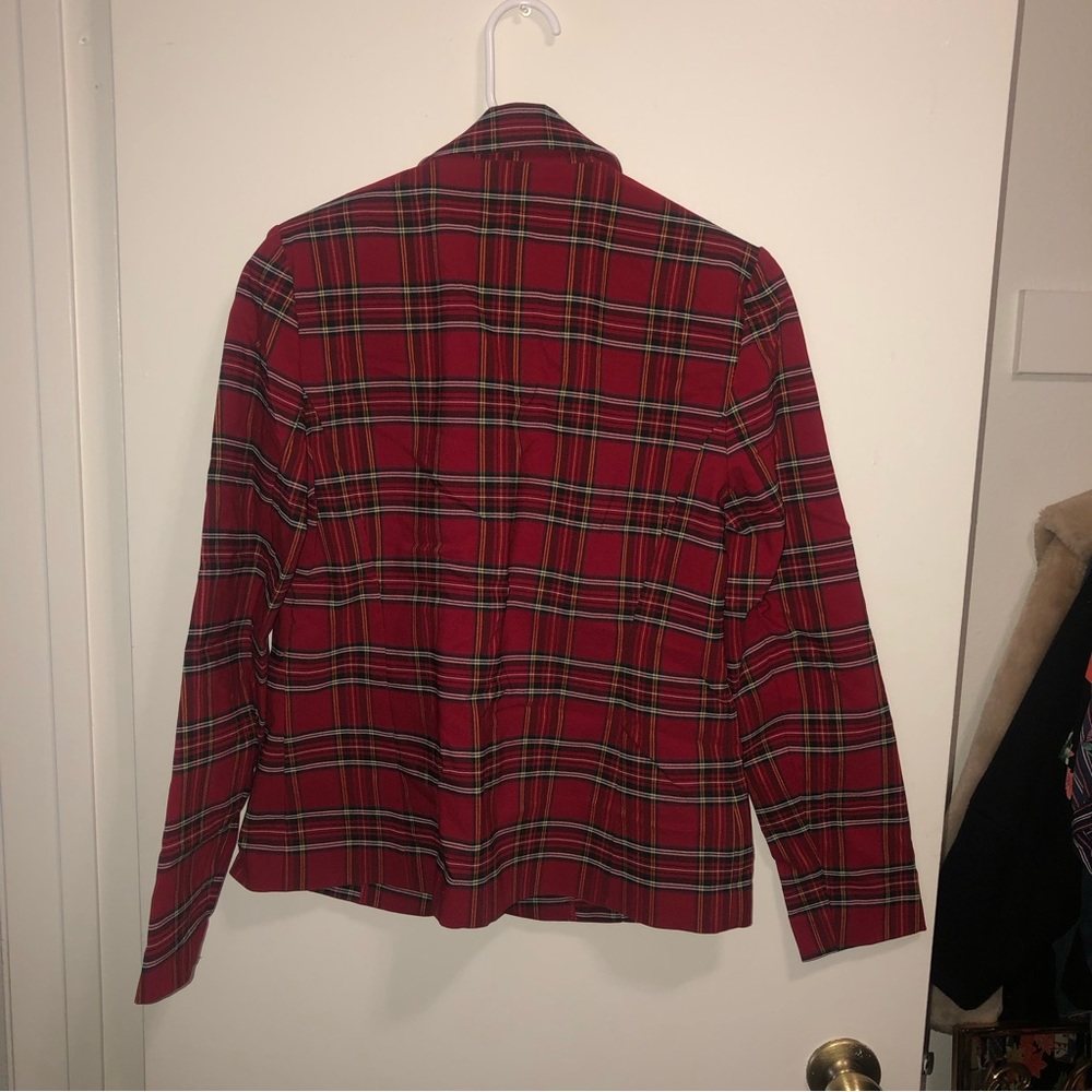 BNWT! Anne Klein Red Tartan Plaid Stretch Jacket - Picture 3 of 4